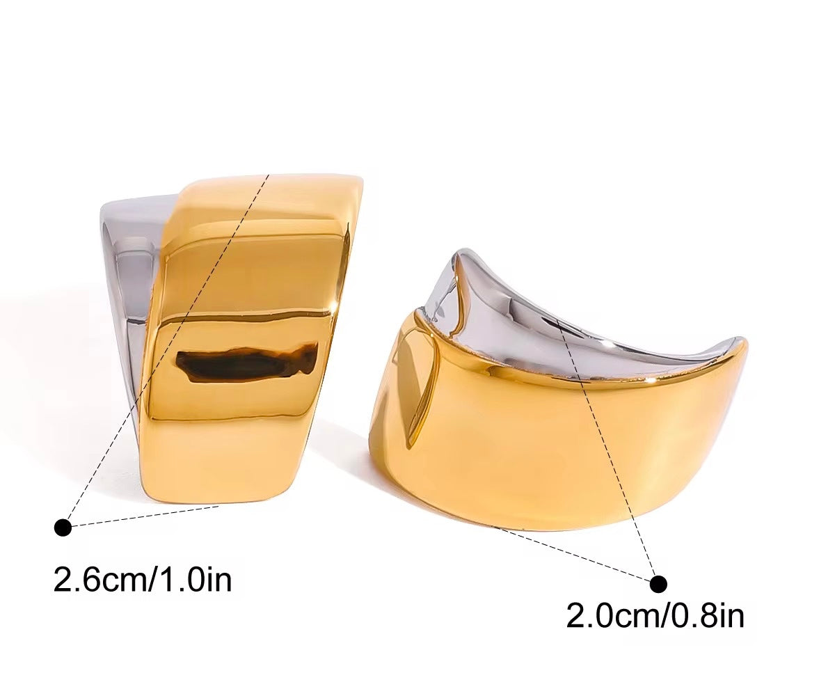 Gilded Trapezoidal dual tone Earrings