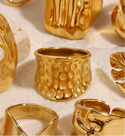 Baroque Textured Stack up Rings (Engraved thick Ring)