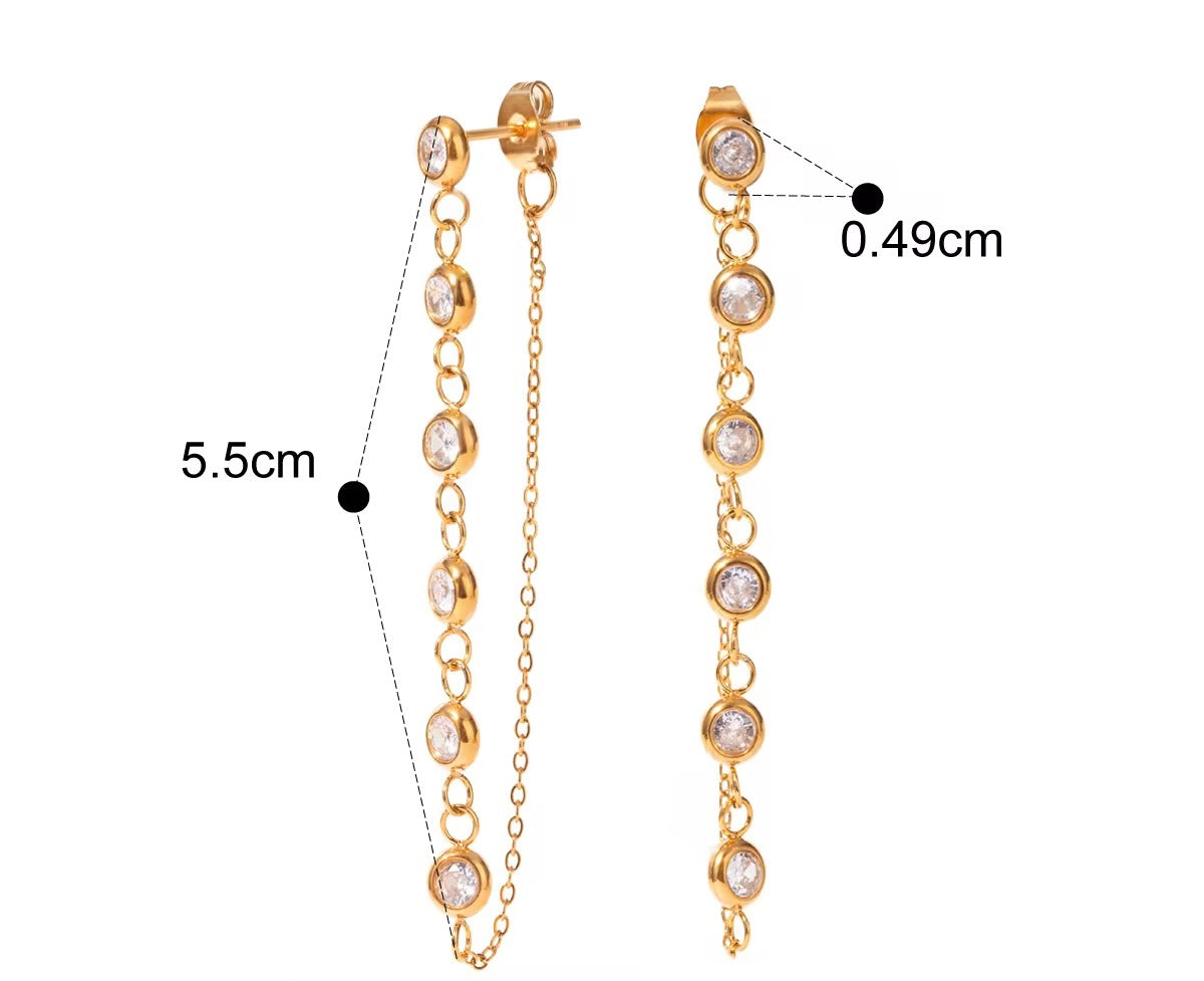 Charm Chain Zirconia Earrings