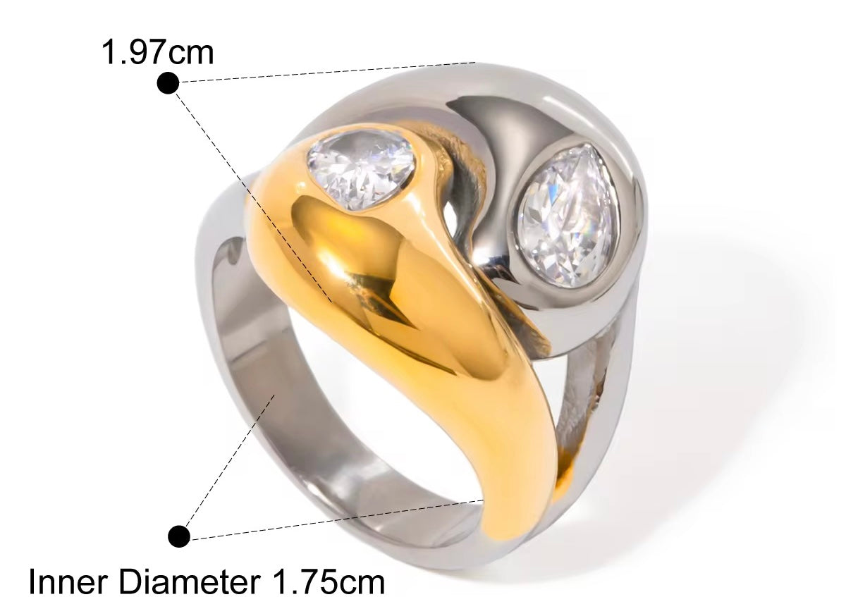 Majestic Aura Rings (Irregular Silver Zirconia Gold Ring)