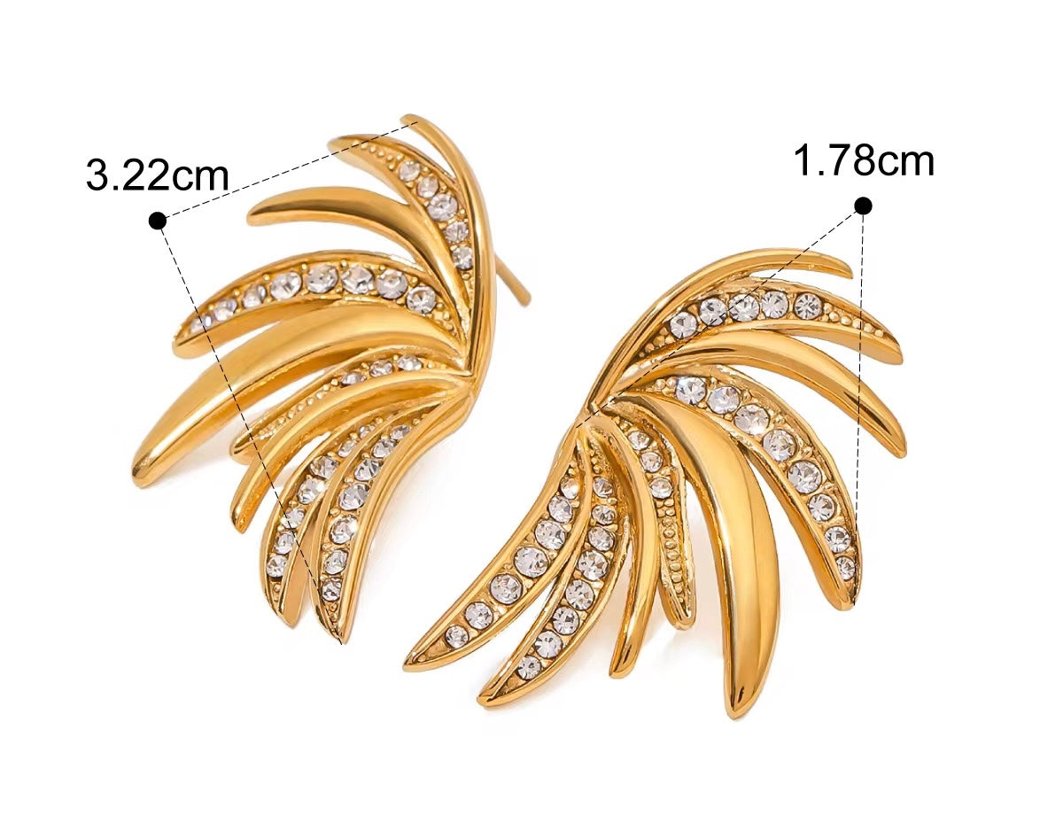 Golden Edge leaf angel wings earrings