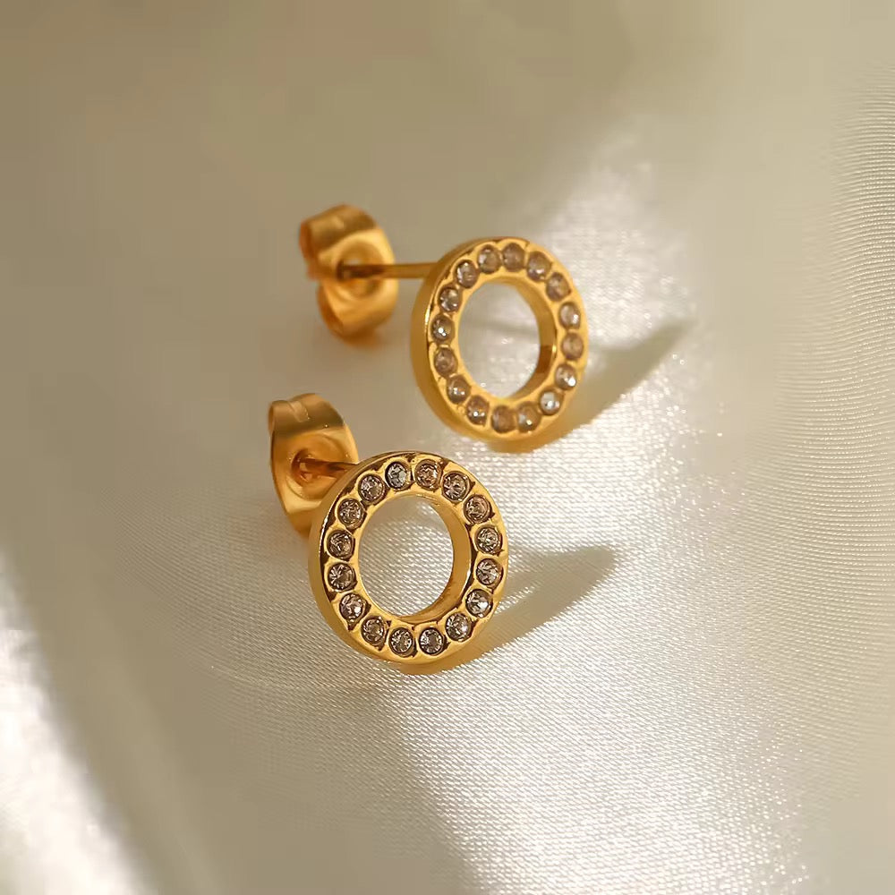 Moonlit Gold Stud Earrings