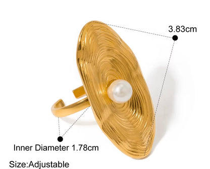 Baroque Textured Stack up Rings (Oval Pearl Ring)