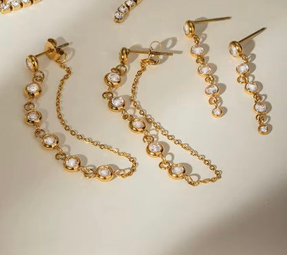 Charm Chain Zirconia Earrings
