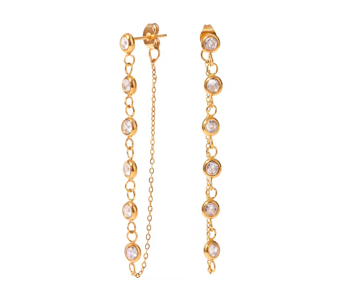 Charm Chain Zirconia Earrings