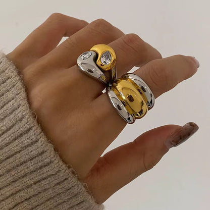 Majestic Aura Rings (Irregular Silver Zirconia Gold Ring)