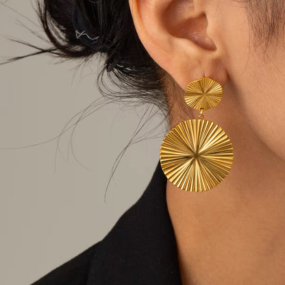 Sunburst Double Circle Drop Earrings