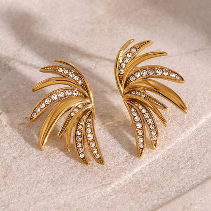 Golden Edge leaf angel wings earrings