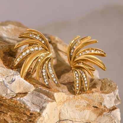 Golden Edge leaf angel wings earrings