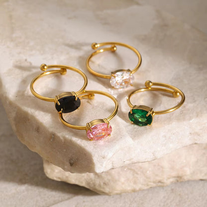 Minimalist Cubic Zirconia Rings (Green)