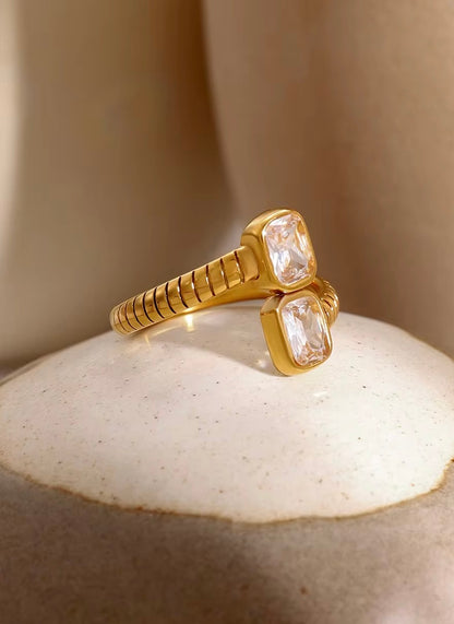 Golden Whisper Zirconia Ring