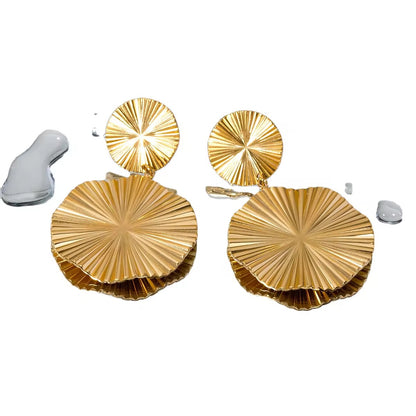 Sunburst Double Circle Drop Earrings