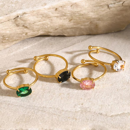 Minimalist Cubic Zirconia Rings (Green)