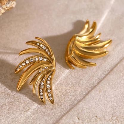Golden Edge leaf angel wings earrings