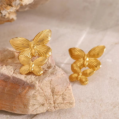 Golden Flutter Butterfly Earrings