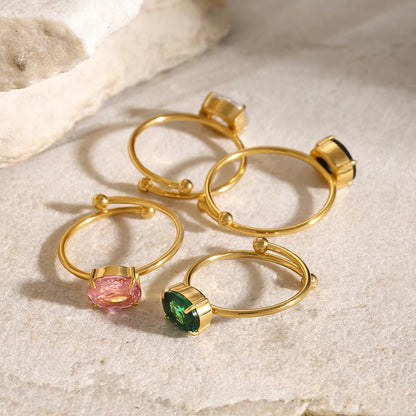 Minimalist Cubic Zirconia Rings (Green)