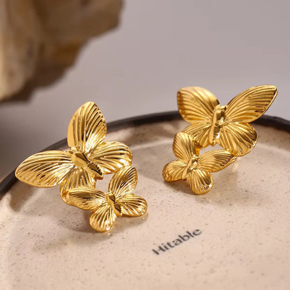 Golden Flutter Butterfly Earrings
