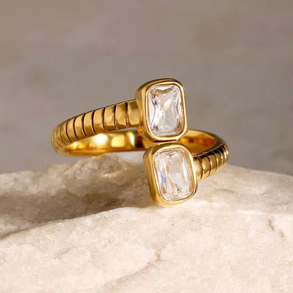 Golden Whisper Zirconia Ring