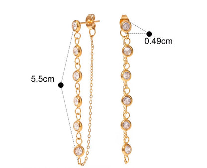 Charm Chain Zirconia Earrings