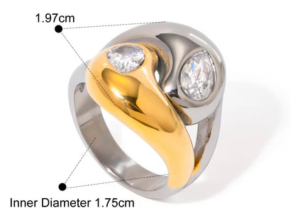 Majestic Aura Rings (Irregular Silver Zirconia Gold Ring)