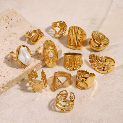 Baroque Textured Stack up Rings (Irregular Gilded Ring)