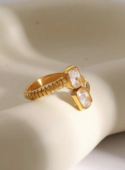 Golden Whisper Zirconia Ring