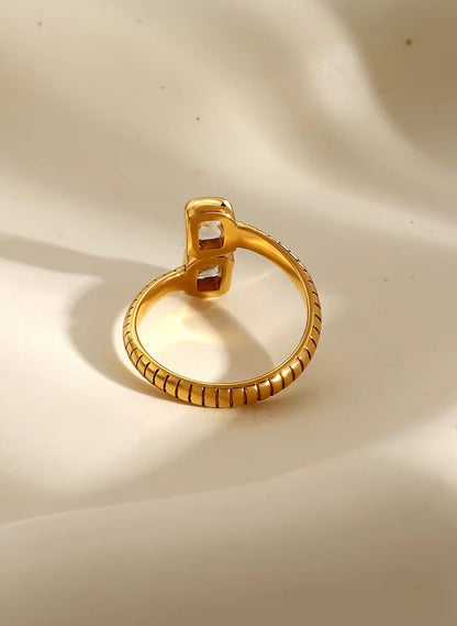 Golden Whisper Zirconia Ring