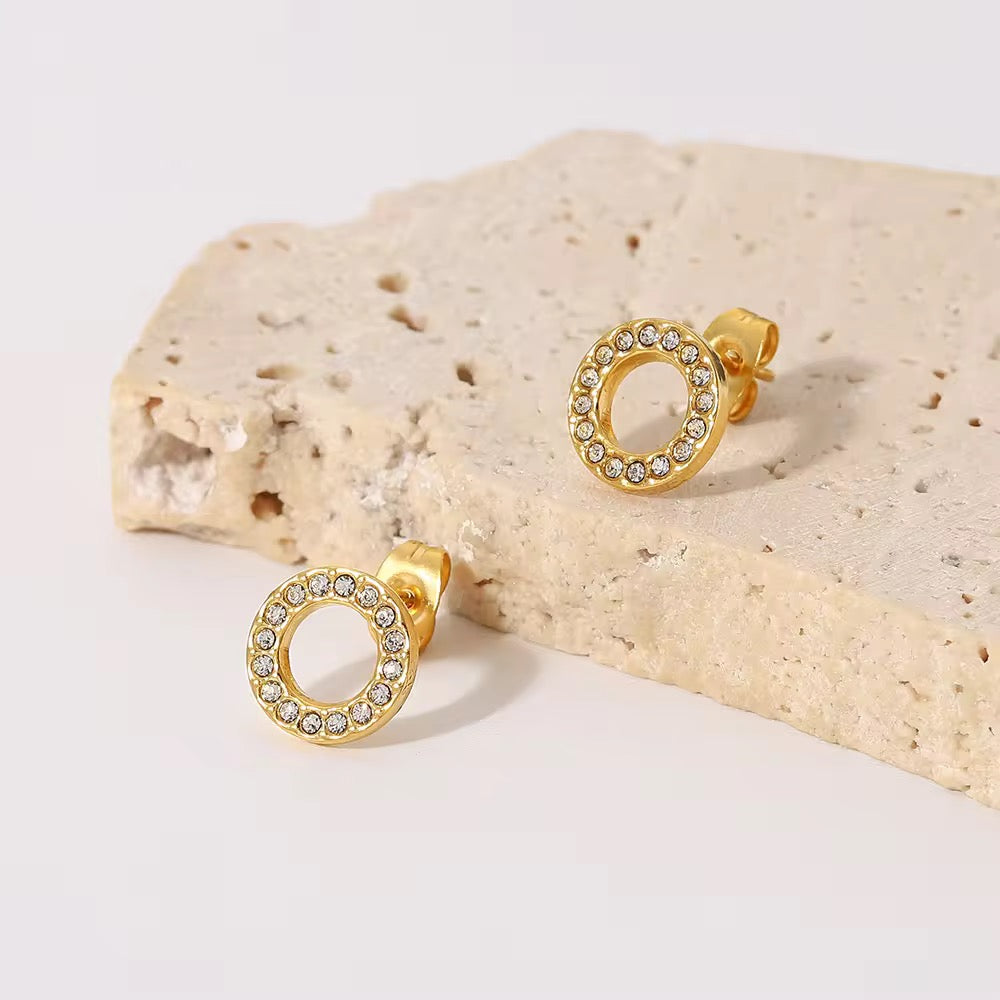 Moonlit Gold Stud Earrings