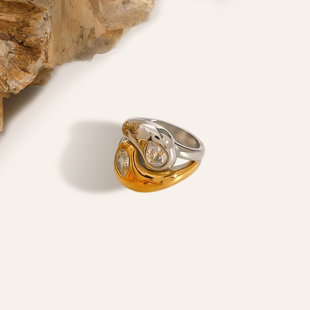 Majestic Aura Rings (Irregular Silver Zirconia Gold Ring)