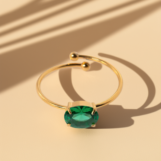 Minimalist Cubic Zirconia Rings (Green)